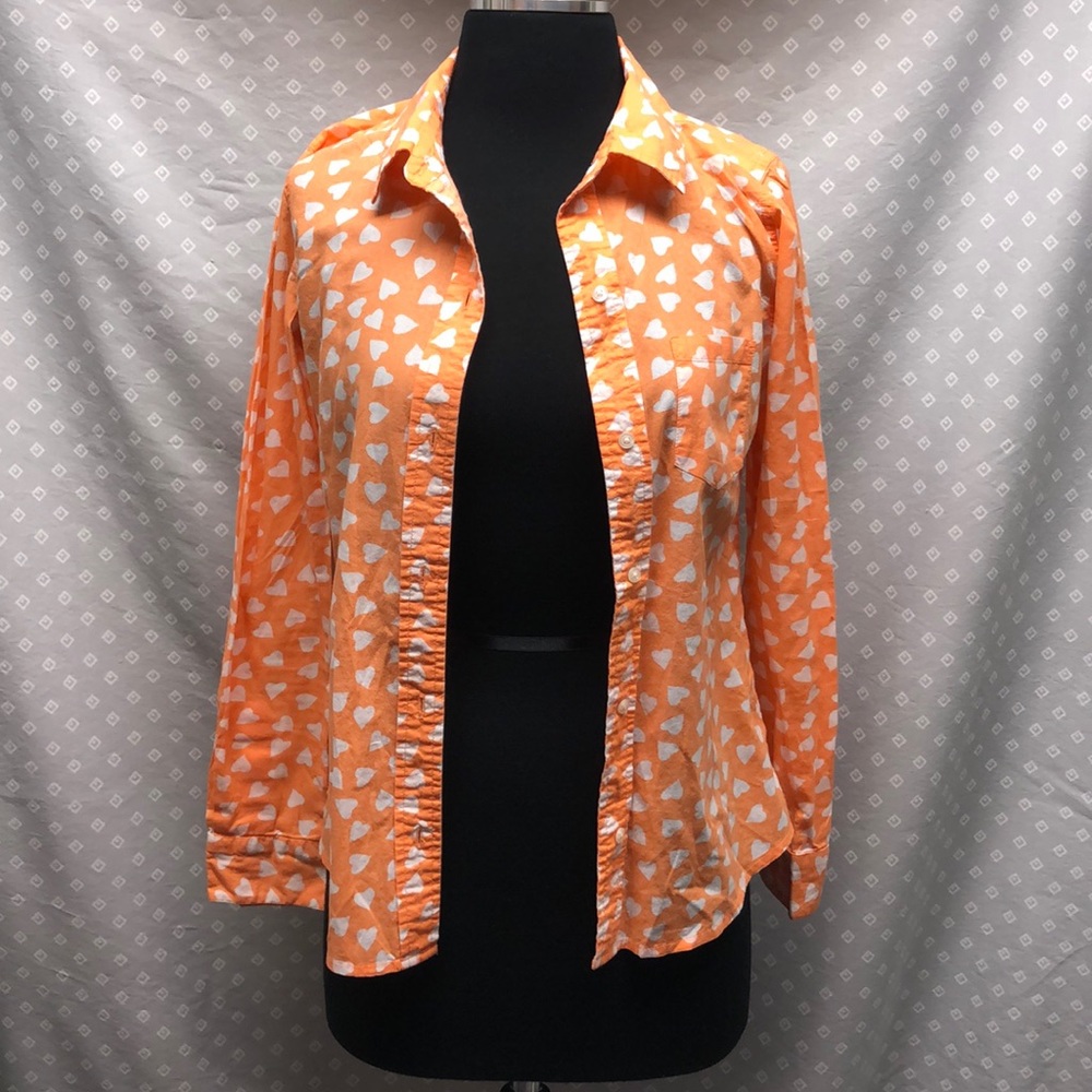 Orange Heart Button Down
